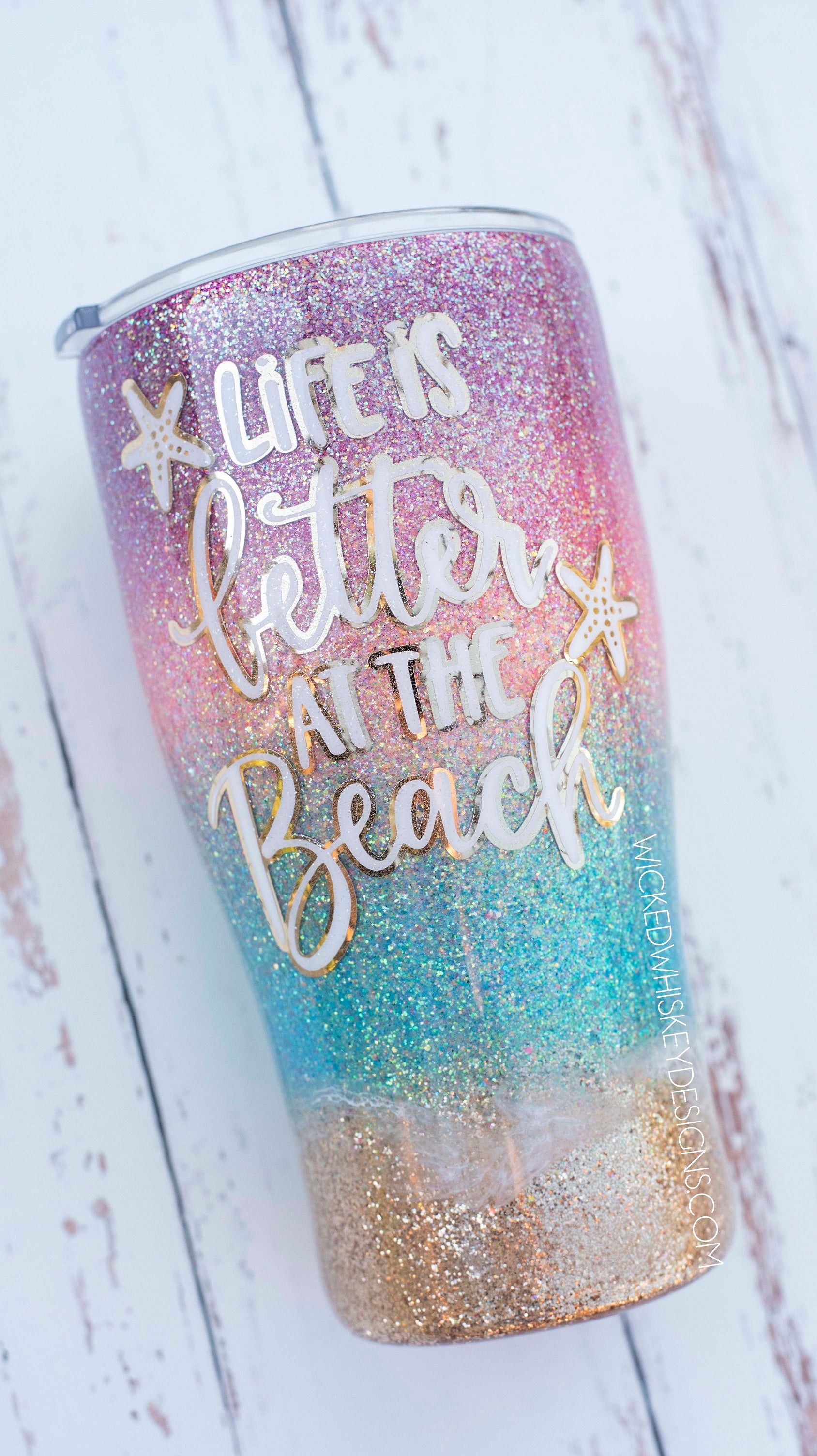 Life is Better at the Beach Tumbler, Glitter Tumbler