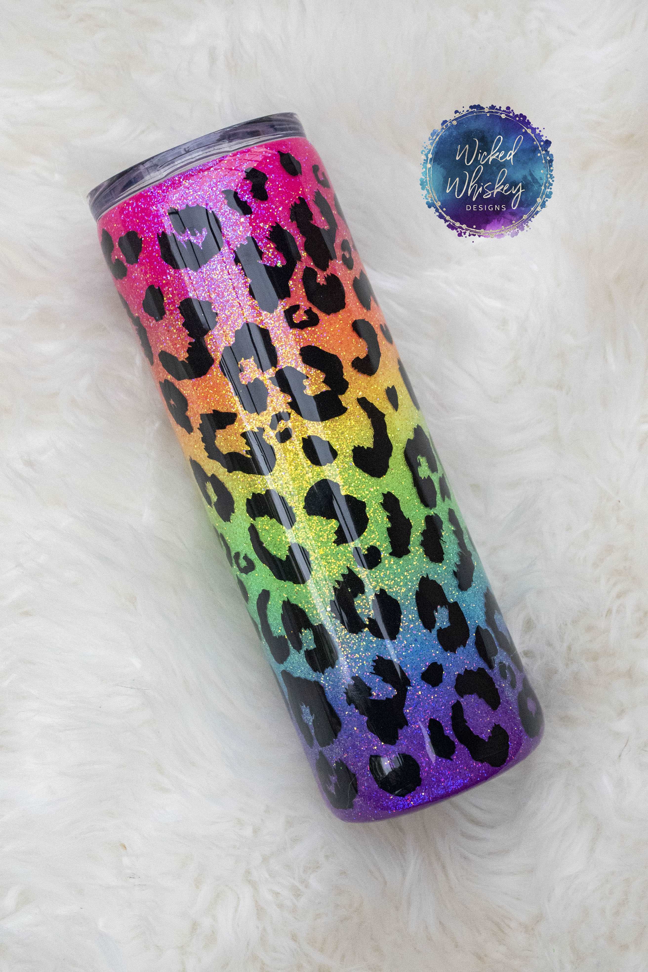 ABCDEFU Leopard Glitter Tumbler  Personalized Tumblers – Wicked