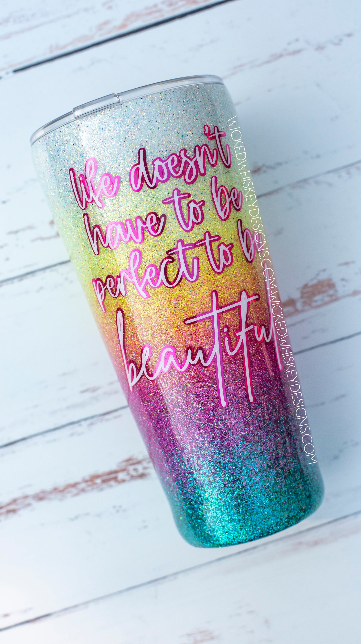Rainbow Ombre Glitter Tumbler | Personalized Tumblers