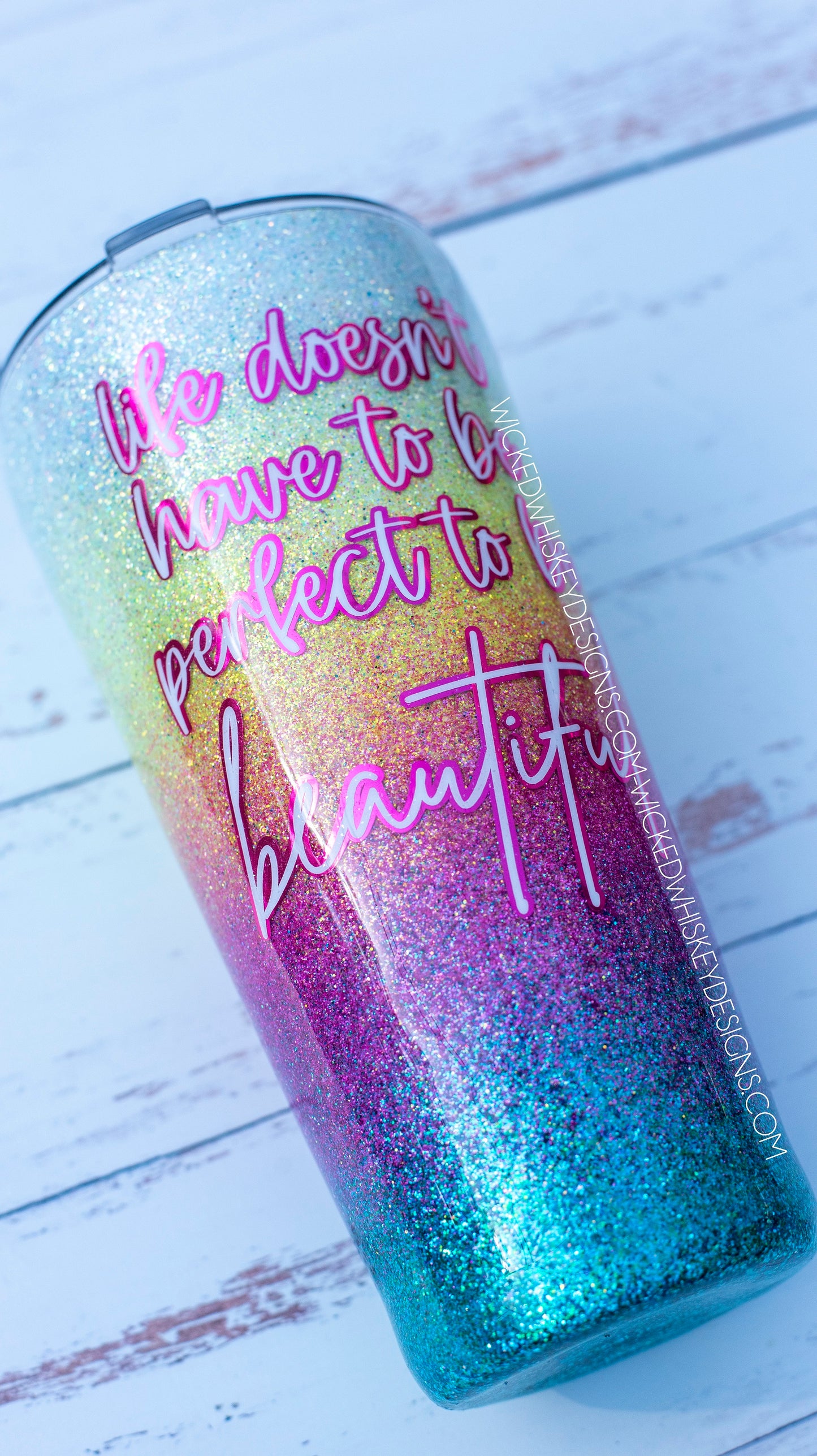 Rainbow Ombre Glitter Tumbler | Personalized Tumblers