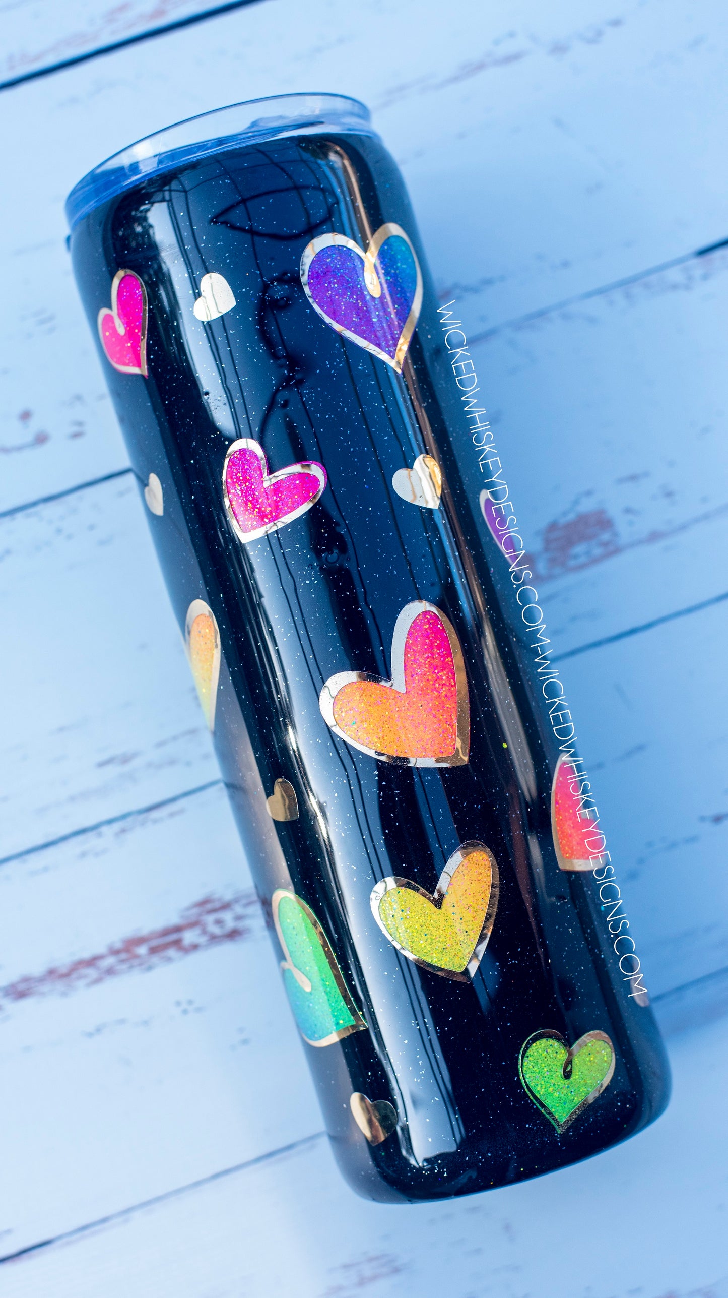 Rainbow Heart Peekaboo Glitter Tumbler | Personalized Tumblers