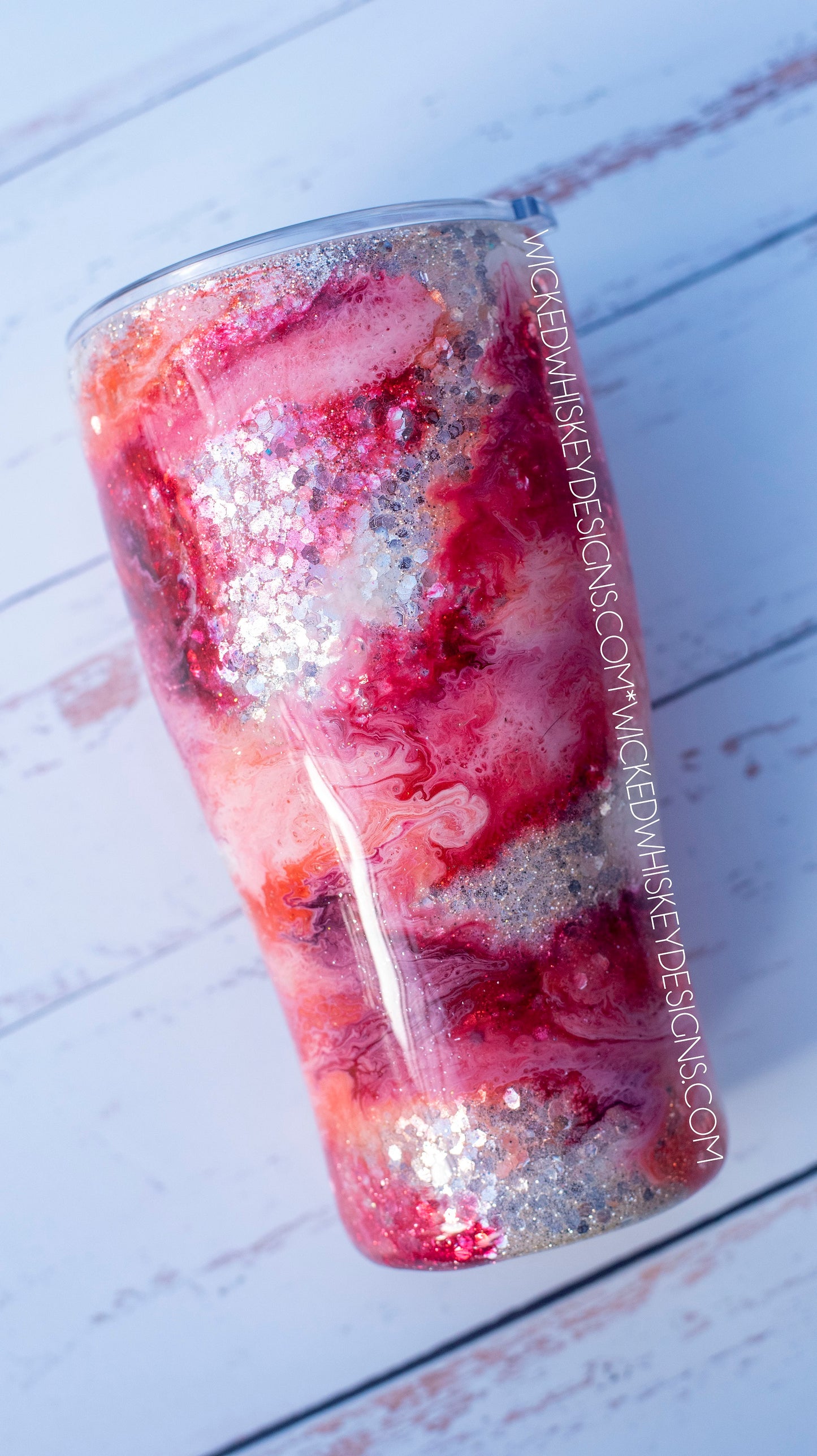Alcohol Ink Coral Glitter Tumbler | Personalized Tumblers