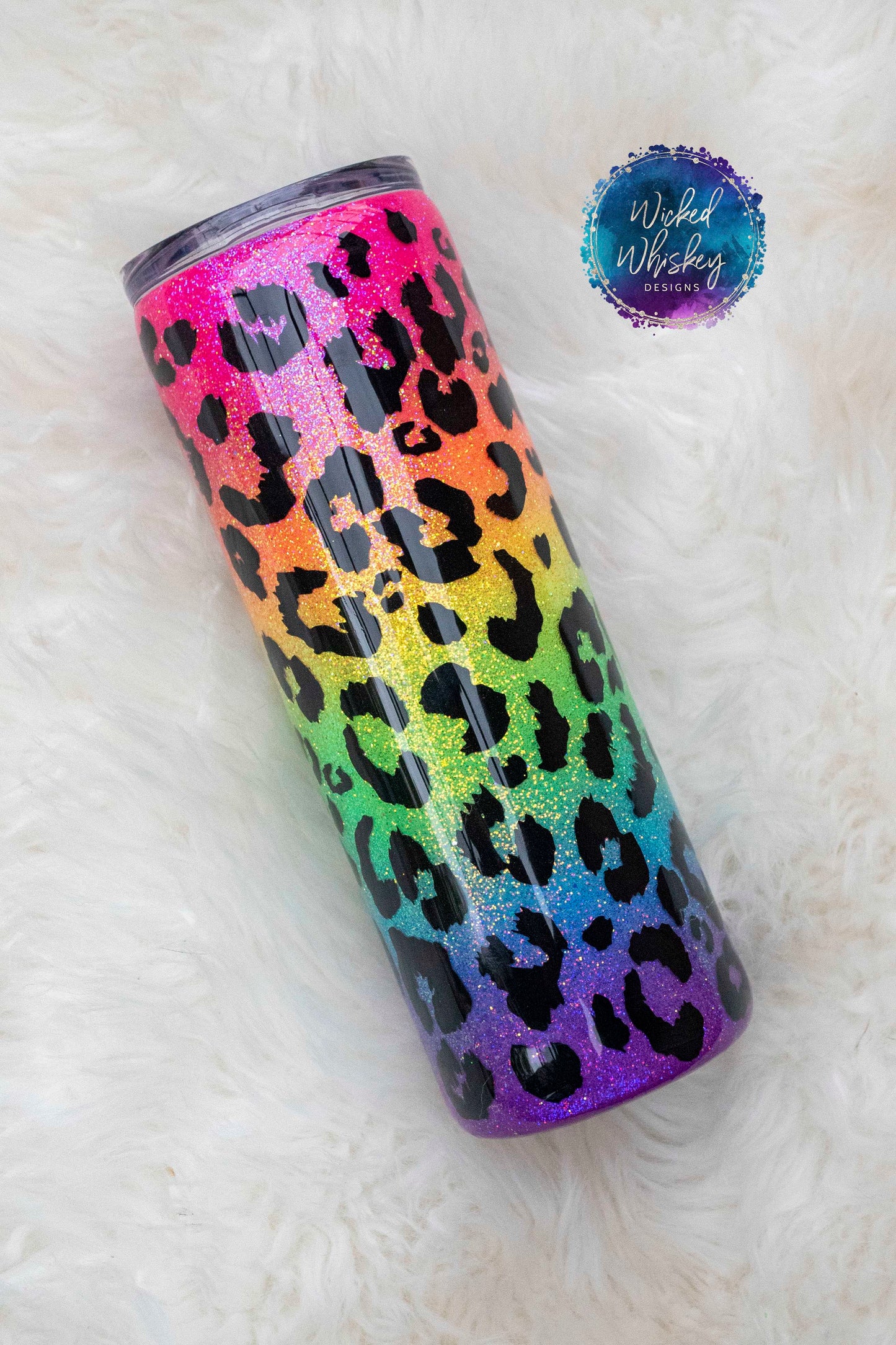 Neon Rainbow Glitter Tumbler | Rainbow Glitter Tumbler | Rainbow Leopard Tumbler | Ombre Glitter Tumbler | Tumbler Personalized Glitter