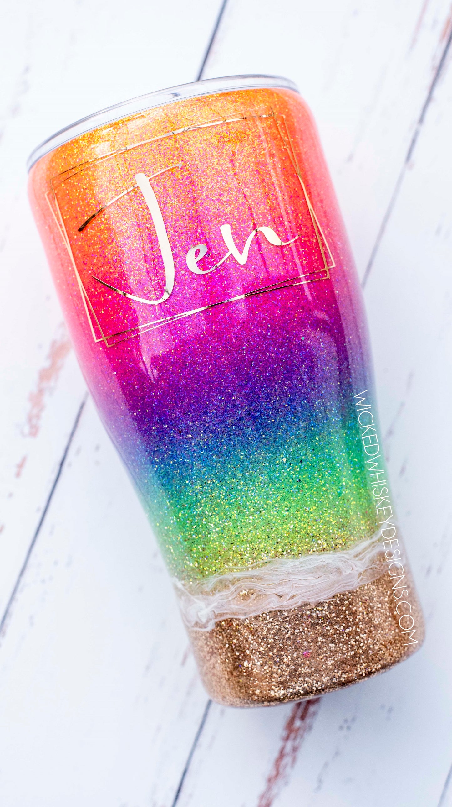 Neon Salty Beach Ombre Glitter Tumbler | Personalized Tumblers