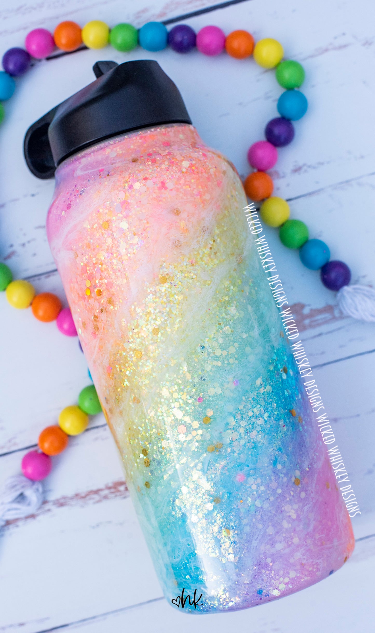 Pastel Rainbow Milky Way Glitter Tumbler | Personalized Tumblers