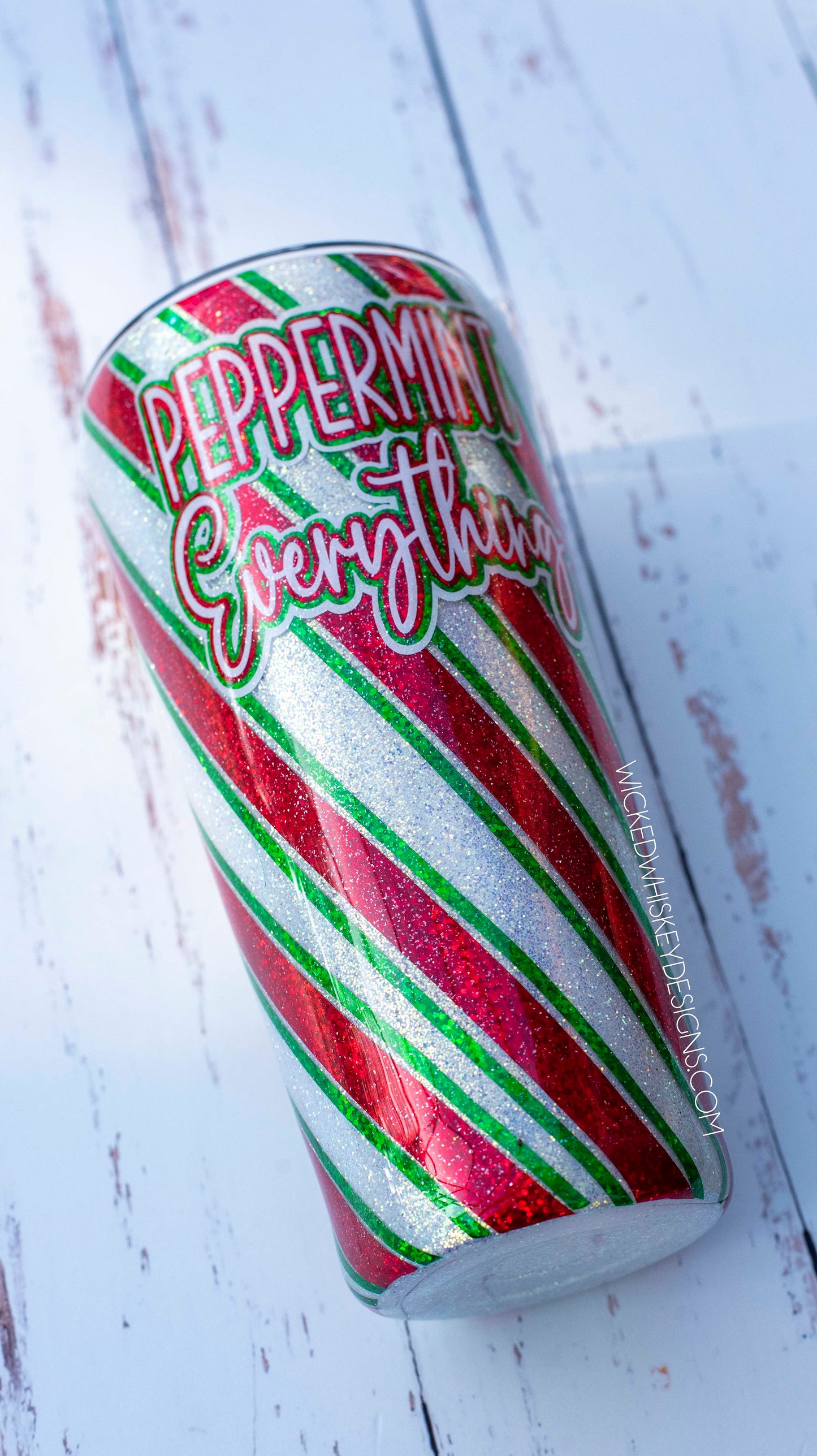 Peppermint Everything Candy Cane Glitter Tumbler | Personalized Tumblers