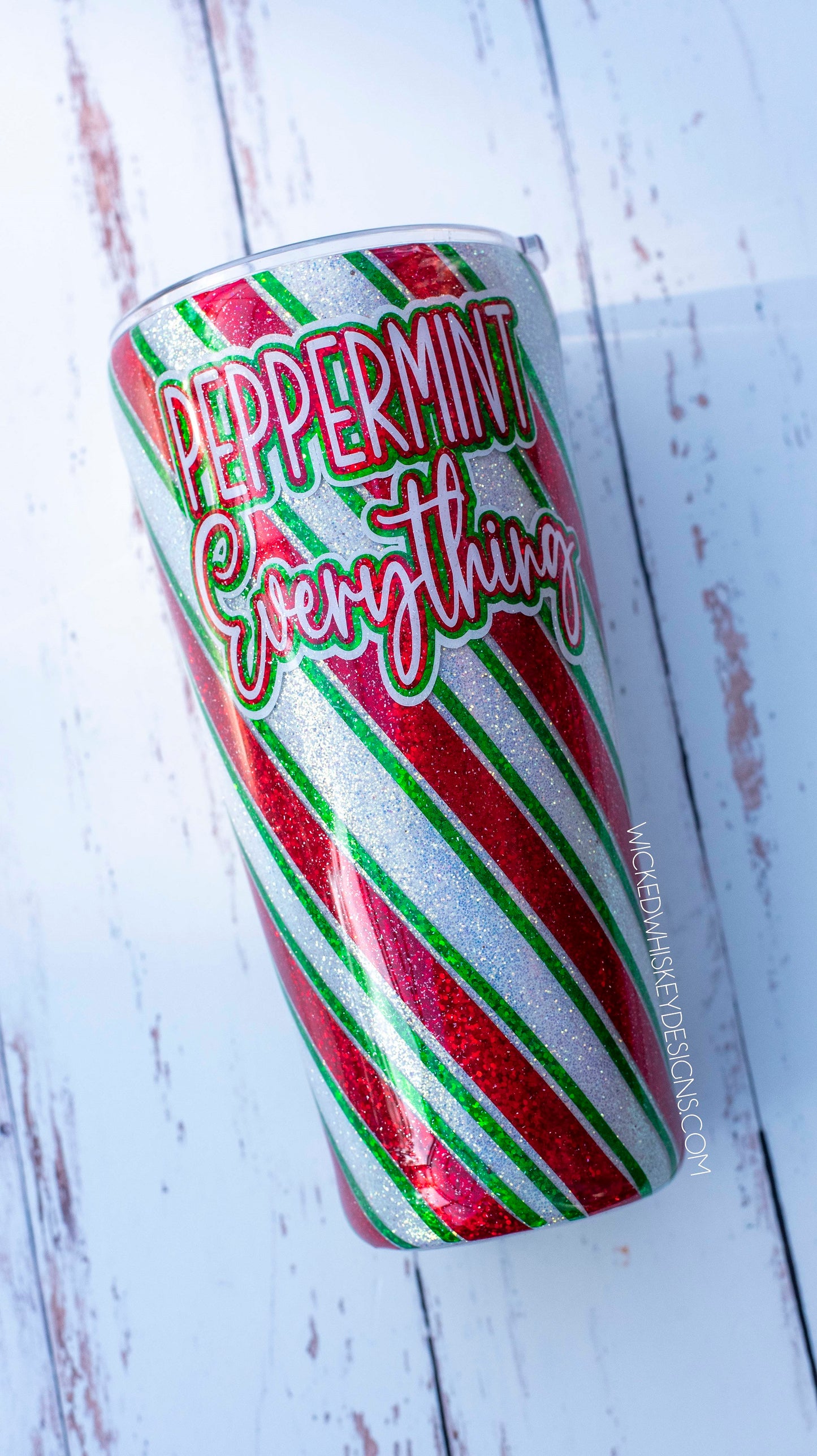 Peppermint Everything Candy Cane Glitter Tumbler | Personalized Tumblers