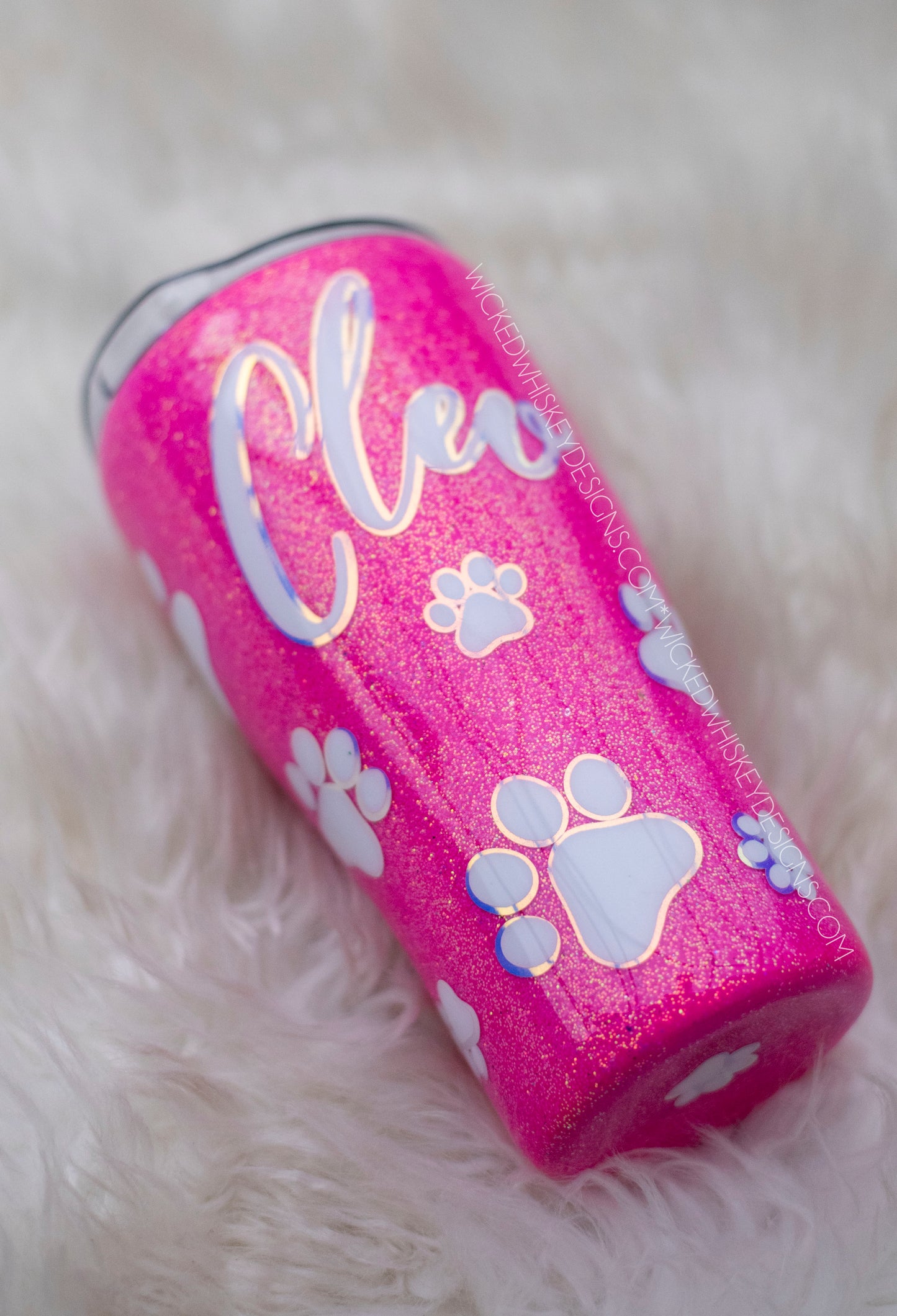 Pink Dog Mom Glitter Tumbler | Personalized Tumblers