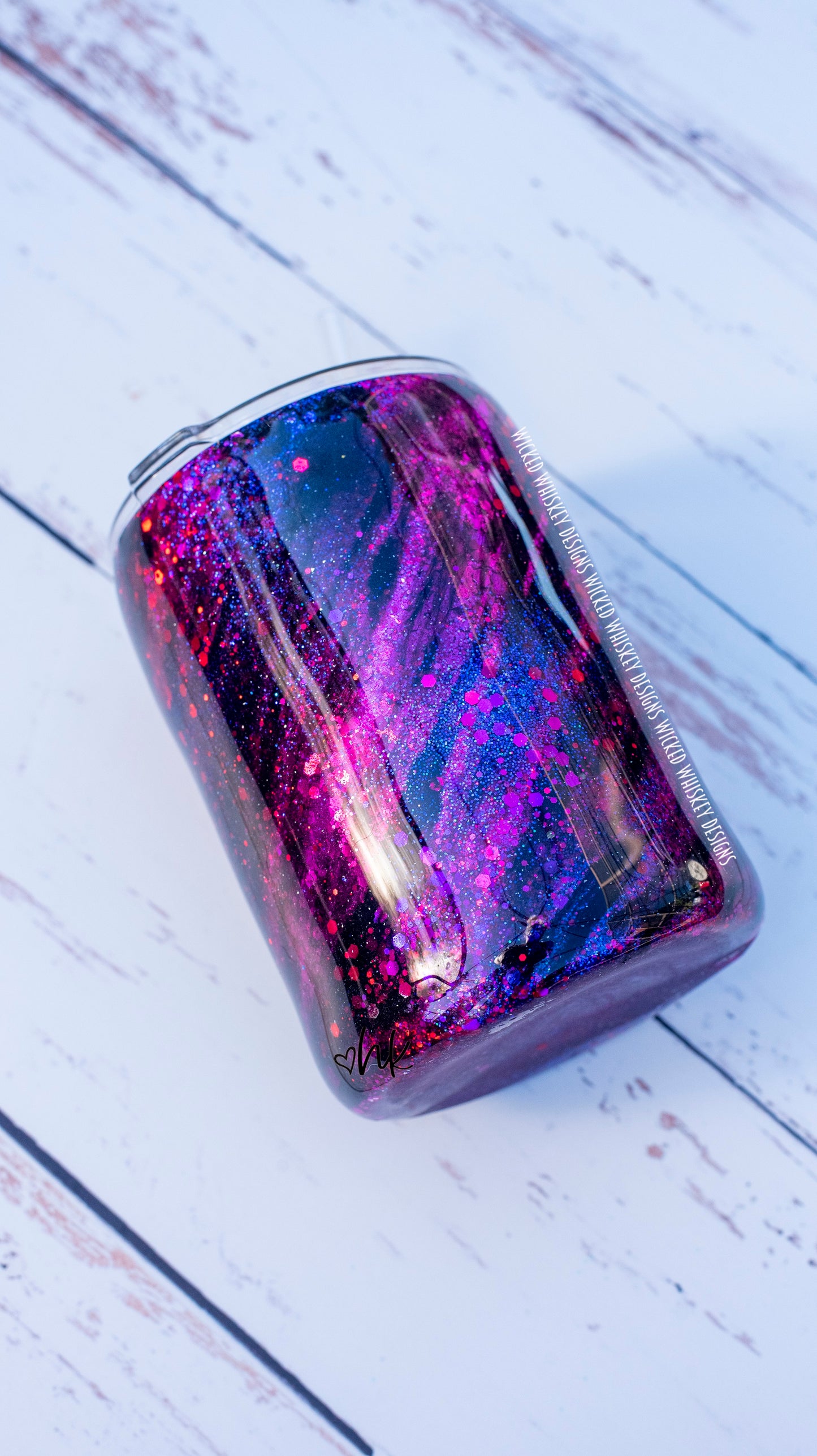 Pink Purple Black Milky Way Glitter Tumbler | Personalized Tumblers
