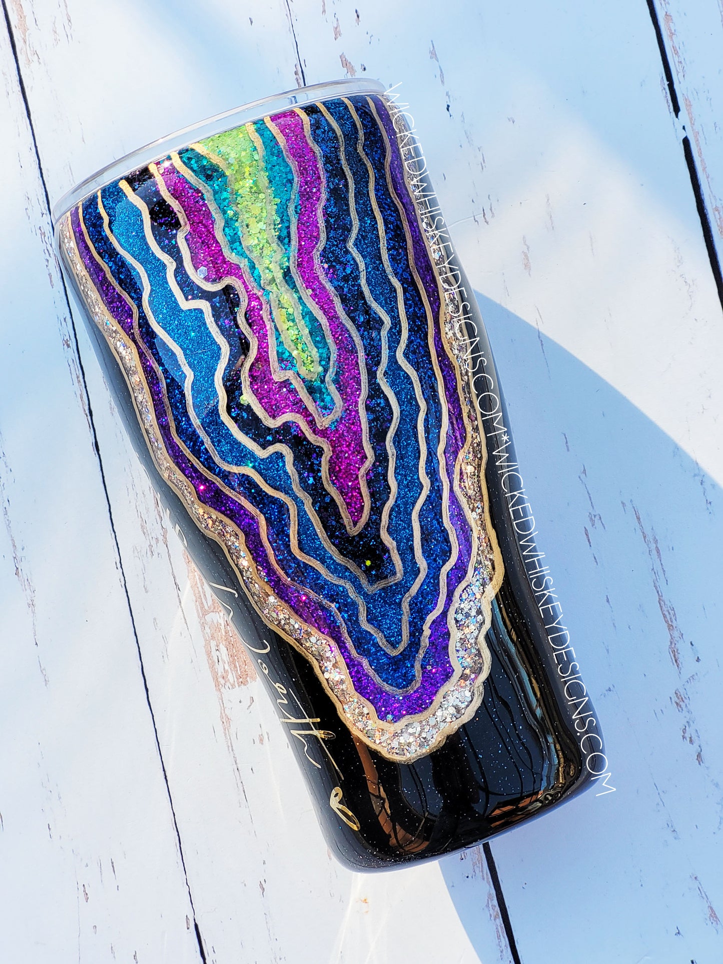 Peacock Geode Glitter Tumbler | Personalized Tumblers