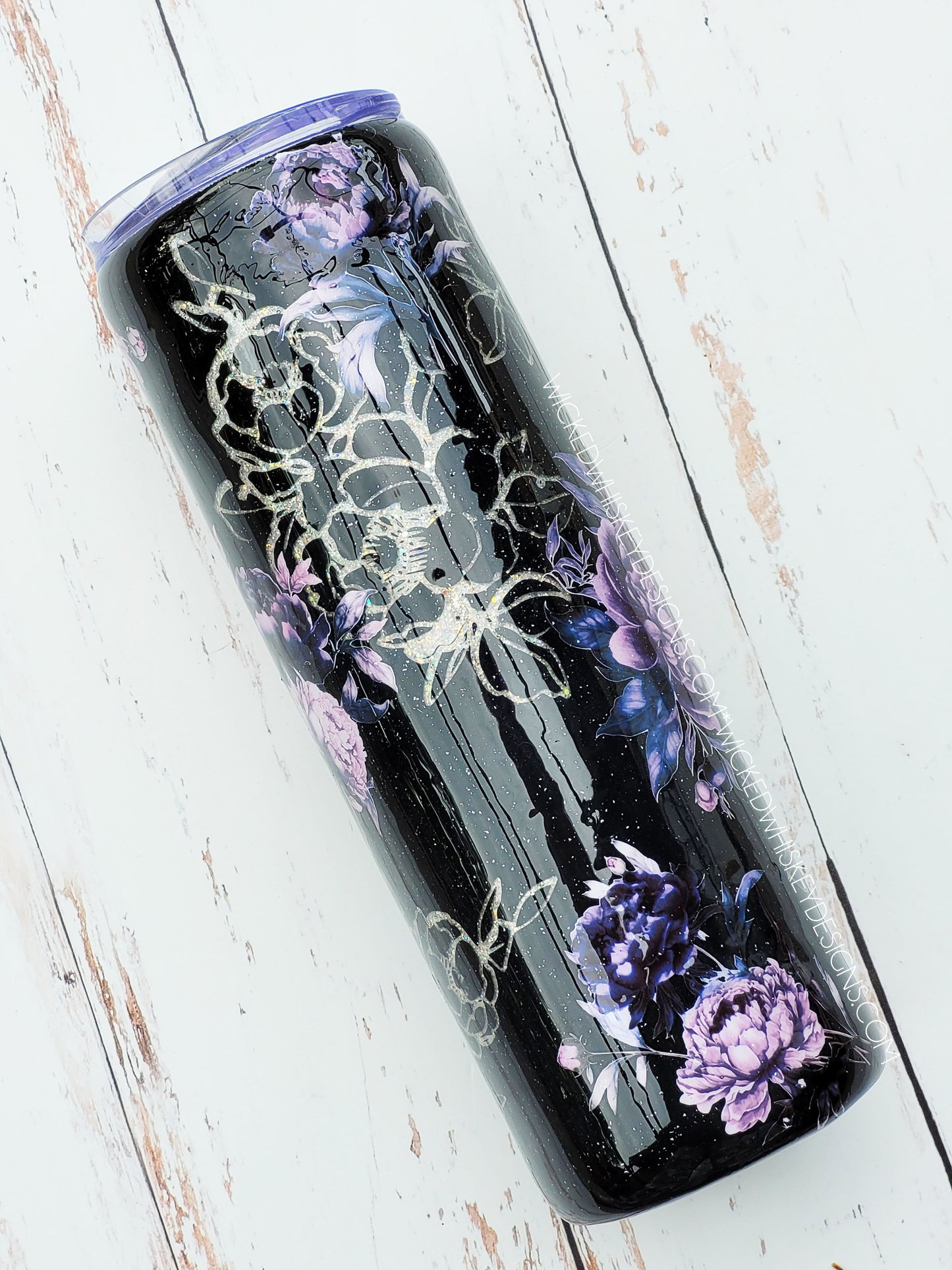 Purple Floral Peekaboo Glitter Tumbler | Personalized Tumblers