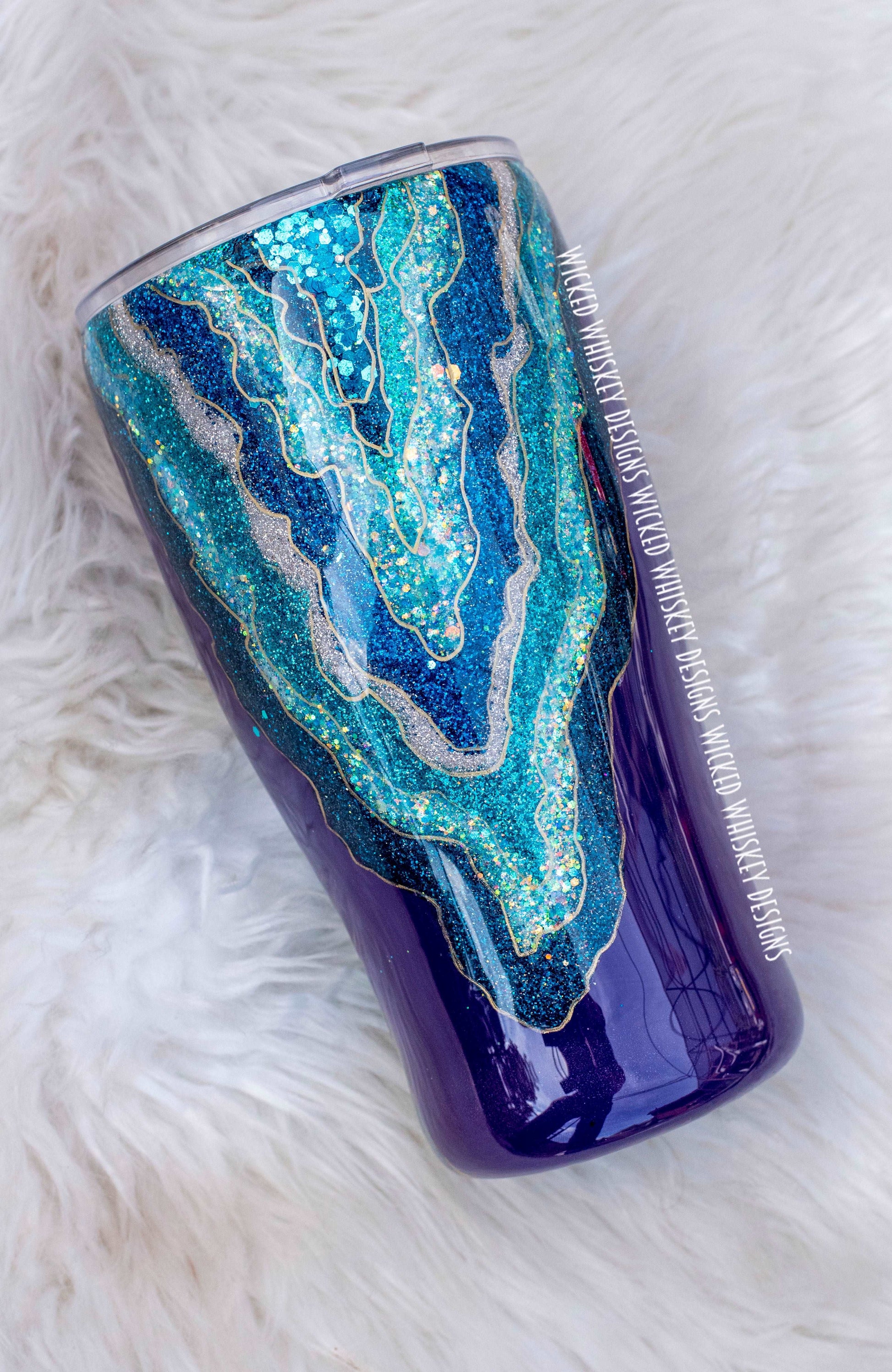 Purple Teal Geode Glitter Tumbler