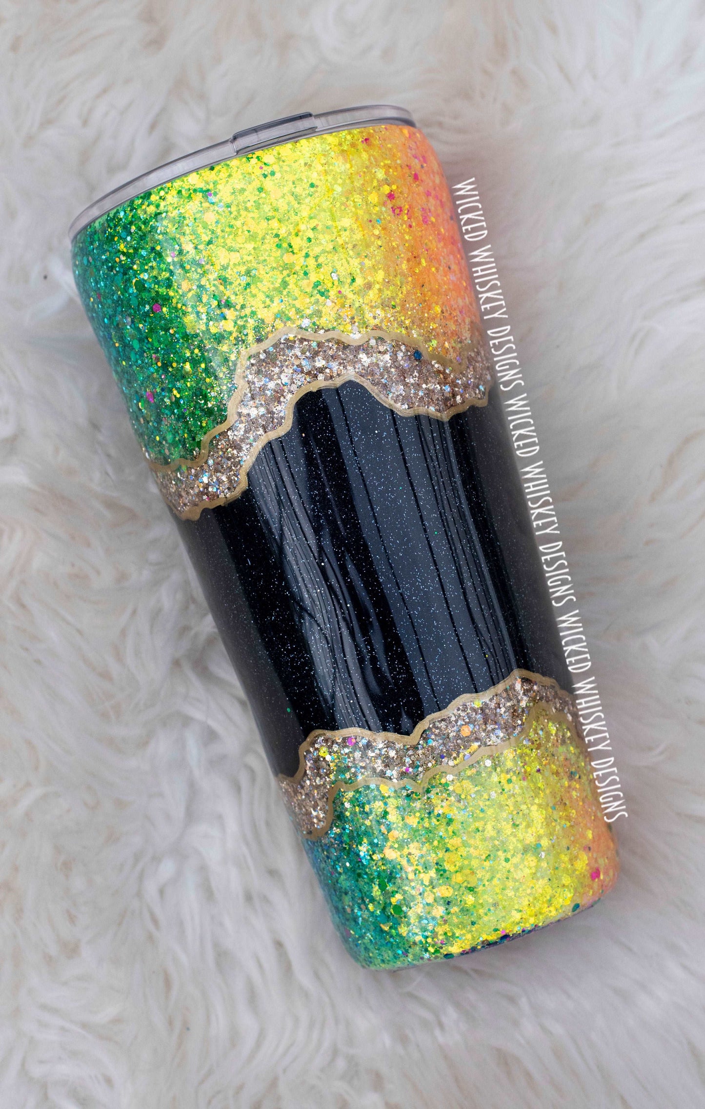 Rainbow Geode Glitter Tumbler