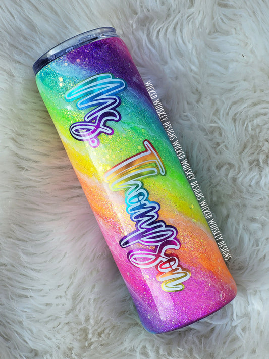 Neon Rainbow Milky Way Tumbler | Personalized Tumblers