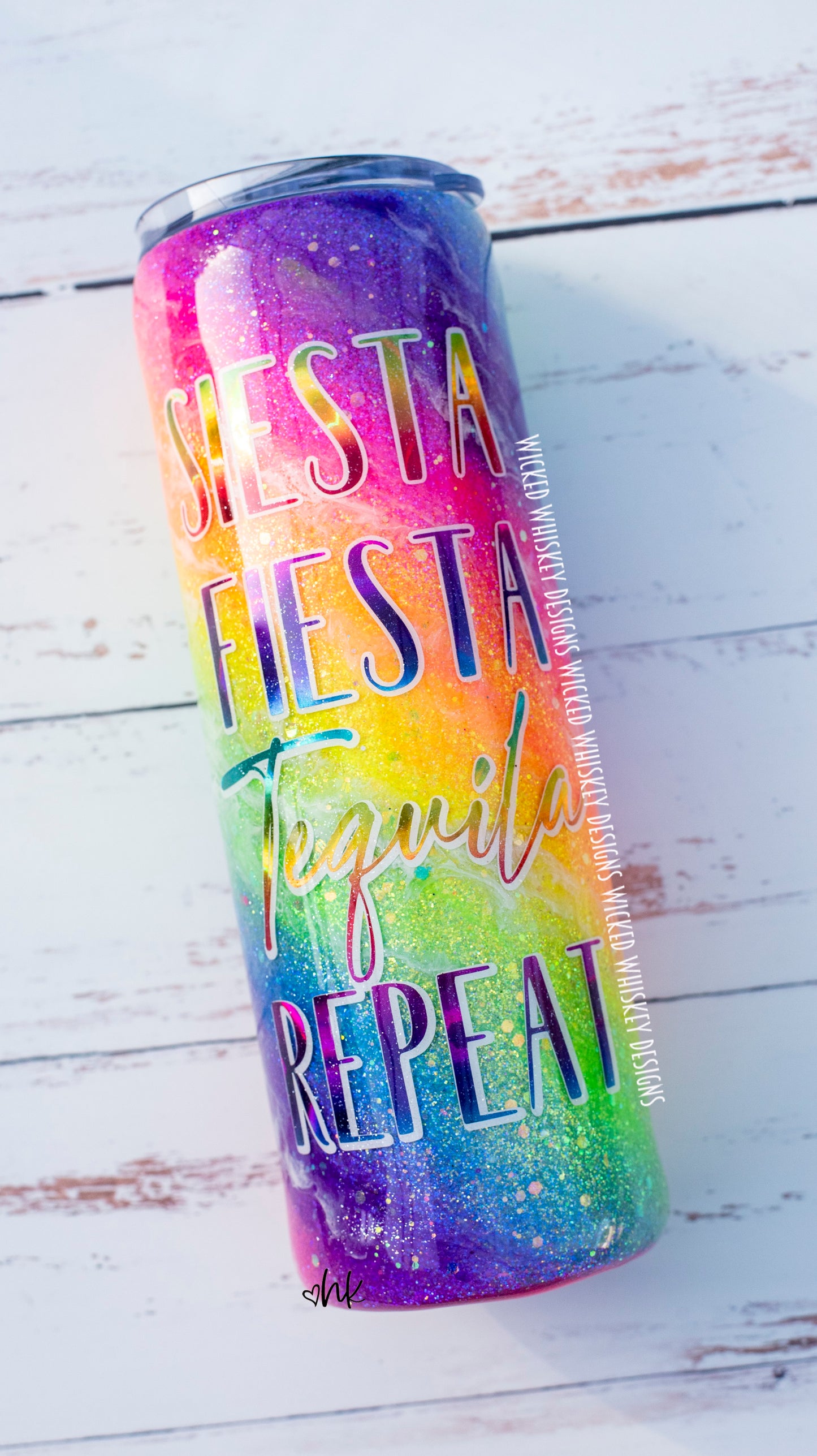 Siesta Fiesta Tequila Repeat Rainbow Milky Way Tumbler | Personalized Tumblers