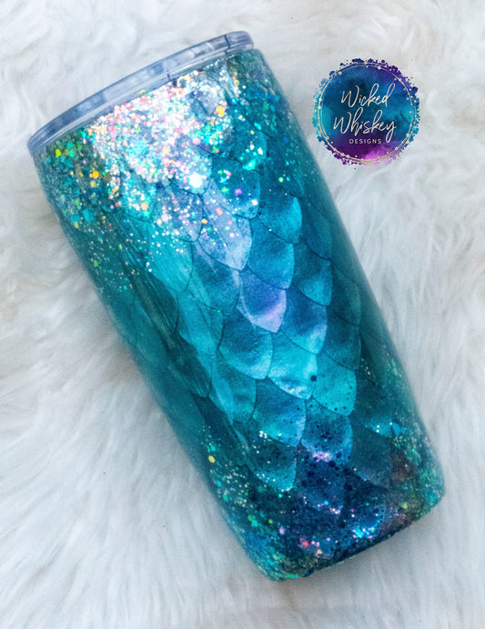 Mermaid Scale Glitter Tumbler | Custom Tumbler